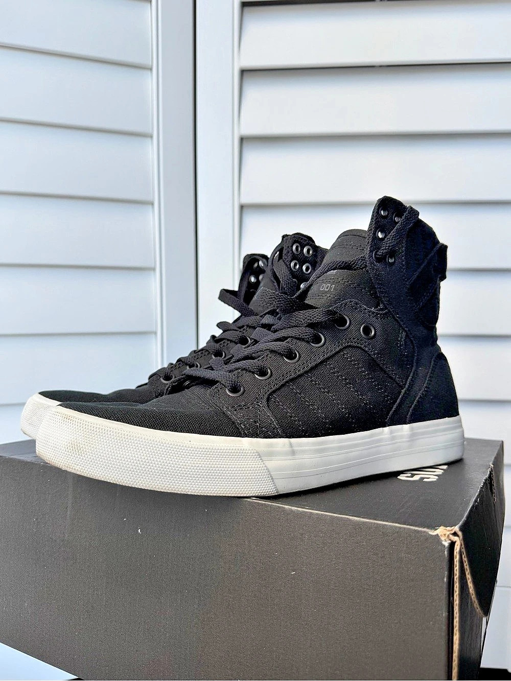 Supra Skytop D Black White High Top Skate Sneakers Men's Size 9 w/box